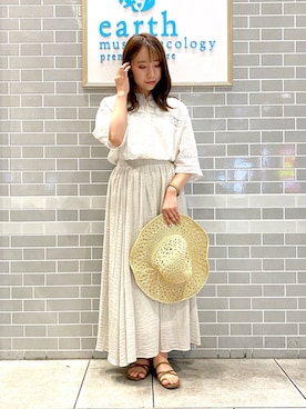 「earth music&ecology（アースミュージックアンドエコロジー）のアイテム（ハット）」を使った、Ruiさん（レディース・153cm）の春コーディネート