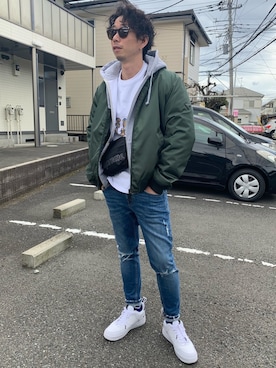 「PRADA（プラダ）のアイテム（ブルゾン）」を使った、Yoccoさん（メンズ・175cm）の春コーディネート
