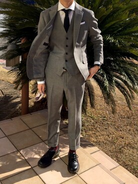 「Dr. Martens（ドクターマーチン）のDr.Martens / ドクターマーチン 1461 3EYE GIBSON SHOE 3ホール ギブソン シューズ ブーツ（ブーツ）」を使った、すけさん（メンズ・176cm）の冬コーディネート