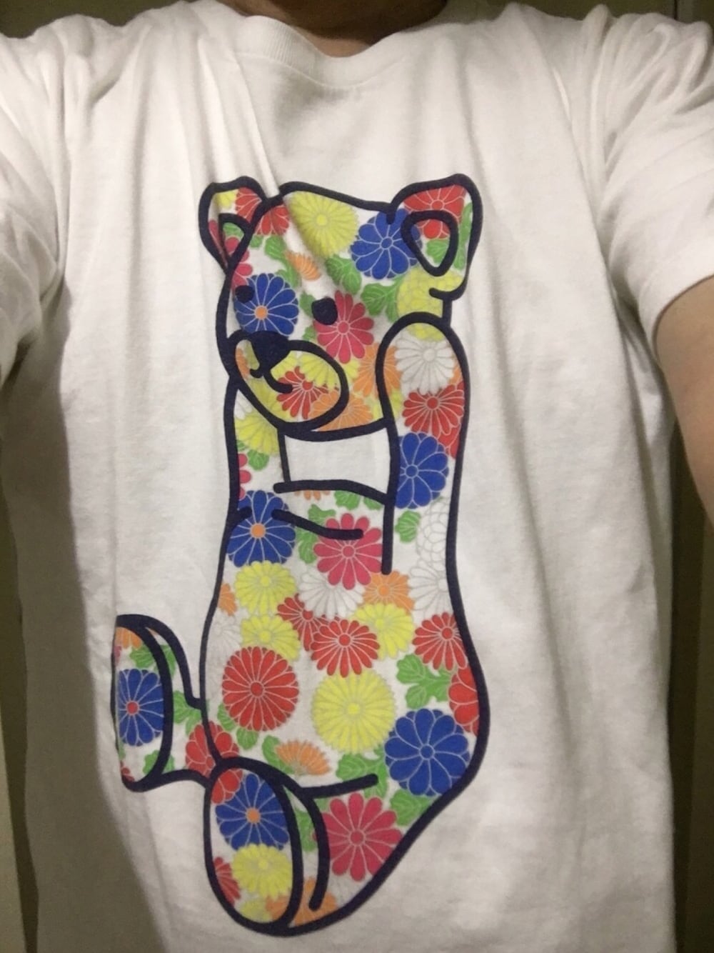 「グラニフ、グラニフ大好き、グラニフTシャツ、グラニフT、コントロールベア、ジャパニーズフラワー、graniph」｜「Design Tshirts Store graniphのベーシックTシャツ/ジャパニーズフラワーコントロールベア（Tシャツ/カットソー、ホワイト系）」を使った、はまちゃんさん（メンズ・167cm）の夏コーディネートの1枚目の写真