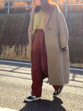 「ADAM ET ROPE'（アダムエロペ）のアイテム（チェスターコート）」を使った、nonさん（レディース・154cm）の冬コーディネート