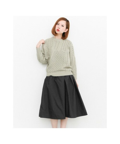 KBF（ケイビーエフ）の「メモリータックフレアスカート（スカート・レディース・WINE/BLACK・one）」の4枚目の写真