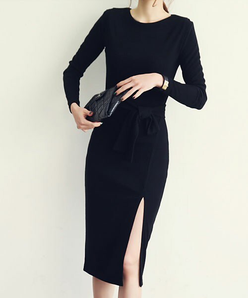 Aco Design（アコデザイン）の「タイトワンピース 膝丈（ワンピース・レディース・カーキ/ブラック・フリー）」の2枚目の写真