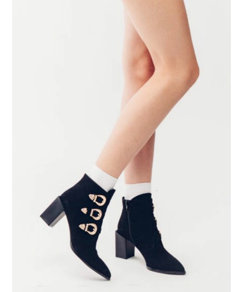 EVRIS（エヴリス）の「3連バックルショートブーツ（シューズ・レディース・ブラック/ブラウン）」の3枚目の写真