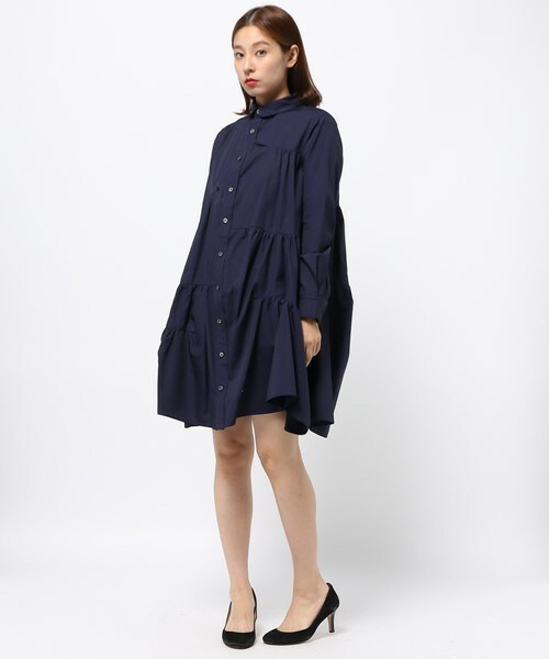 gomme(ゴム)の「ダーツアップワンピース(シャツワンピース・レディース・ホワイト/ブラック/ネイビー・MEDIUM)」の7枚目の写真