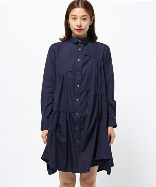 gomme(ゴム)の「ダーツアップワンピース(シャツワンピース・レディース・ホワイト/ブラック/ネイビー・MEDIUM)」の4枚目の写真