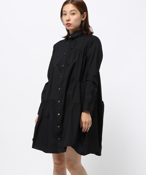 gomme(ゴム)の「ダーツアップワンピース(シャツワンピース・レディース・ホワイト/ブラック/ネイビー・MEDIUM)」の2枚目の写真