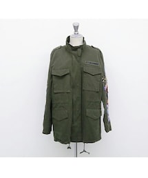 Aco Design | ミリタリージャケット m65 大きいサイズ/ワッペン付き ミリタリー コート/モッズコート カーキ(モッズコート)