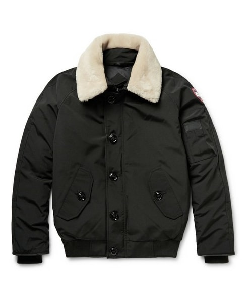 leather goose bomber