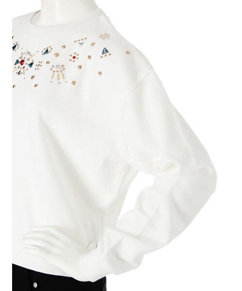jouetie（ジュエティ）の「スタッズビジュープルオーバー（トップス・レディース・オフホワイト/ブラック/キャメル）」の11枚目の写真