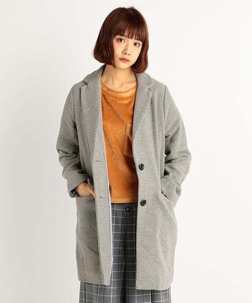 RAY CASSIN（レイカズン）の「モッサチェスターコート（ジャケット/アウター・レディース・ネイビー/キャメル/グレー/チャコールグレー・M/L）」の2枚目の写真