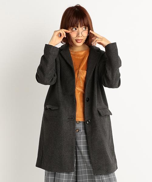 RAY CASSIN（レイカズン）の「モッサチェスターコート（ジャケット/アウター・レディース・ネイビー/キャメル/グレー/チャコールグレー・M/L）」の3枚目の写真