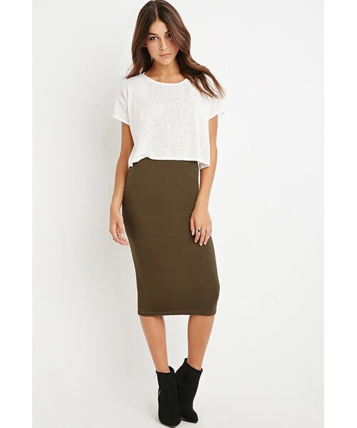 FOREVER 21（フォーエバー トゥエンティーワン）の「FOREVER 21 Classic Midi Pencil Skirt（スカート・レディース・Black/Brown・X-Small）」の2枚目の写真
