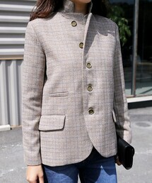 DHOLIC | グレンチェックスタンドカラーショートジャケット(その他アウター)