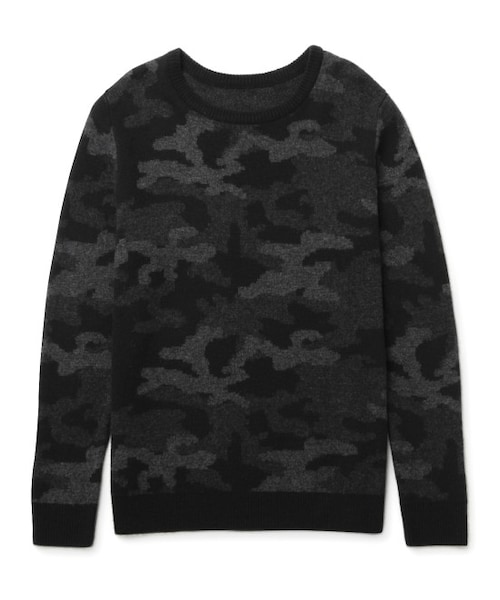 ADAM ET ROPE'（アダムエロペ）の「迷彩ジャガード クルーネックニット（トップス・メンズ・ブラック・M/L）」の2枚目の写真