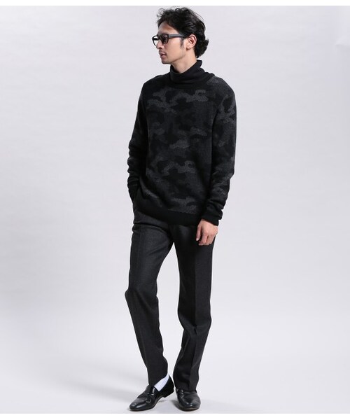 ADAM ET ROPE'（アダムエロペ）の「迷彩ジャガード クルーネックニット（トップス・メンズ・ブラック・M/L）」の9枚目の写真