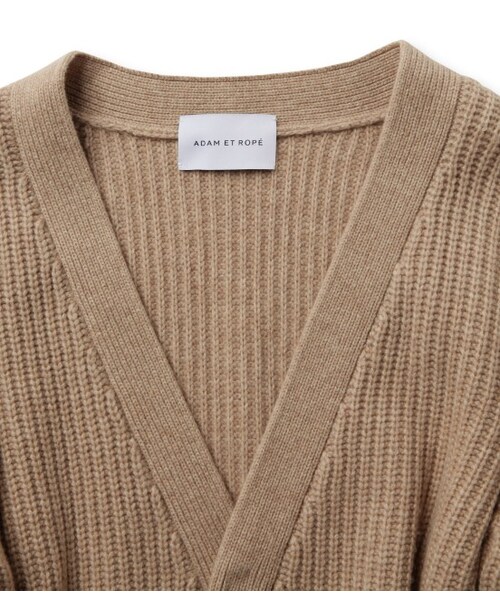 ADAM ET ROPE'（アダムエロペ）の「太ベルト畦編みカーディガン（トップス・レディース・キャメル/ネイビー・38）」の5枚目の写真