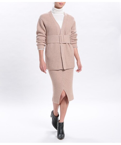 ADAM ET ROPE'（アダムエロペ）の「太ベルト畦編みカーディガン（トップス・レディース・キャメル/ネイビー・38）」の11枚目の写真