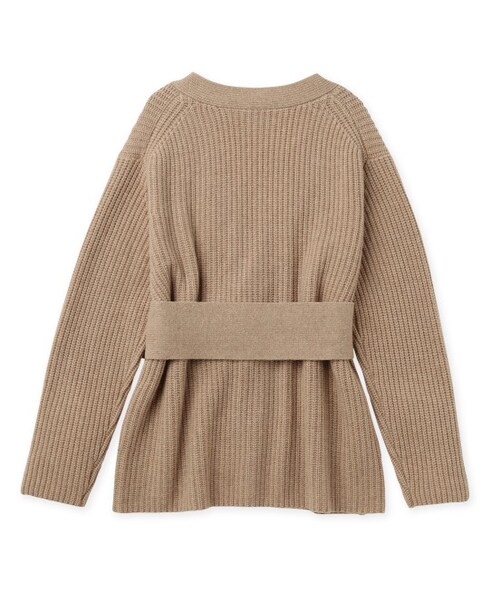 ADAM ET ROPE'（アダムエロペ）の「太ベルト畦編みカーディガン（トップス・レディース・キャメル/ネイビー・38）」の4枚目の写真