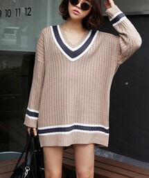 DHOLIC | リブテイストチルデンニット(ニット/セーター)