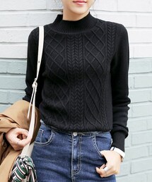 DHOLIC | モックネックケーブルニット(ニット/セーター)