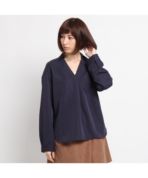 OZOC（オゾック）の「スキッパードルマンシャツ（トップス・レディース・ネイビー/ブラック/カーキ・M）」の4枚目の写真