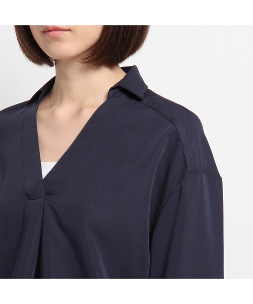 OZOC（オゾック）の「スキッパードルマンシャツ（トップス・レディース・ネイビー/ブラック/カーキ・M）」の7枚目の写真