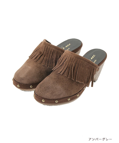 w closet（ダブルクローゼット）の「本革フリンジサボ（シューズ・レディース・ブラウン/アンバーグレー/ブラック・M/L）」の3枚目の写真