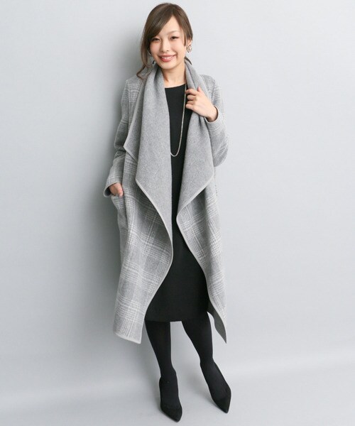 URBAN RESEARCH ROSSO WOMEN(アーバンリサーチ ロッソ)の「格紋雙面兩穿大衣(ジャケット/アウター・レディース・藏青色/灰色・FREE)」の6枚目の写真