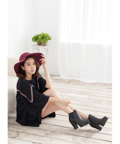 gracegift（グレースギフト）の「微尖側鬆緊防水台高跟踝靴（その他・レディース・黑・35/36/37/38/39/40/41）」の9枚目の写真