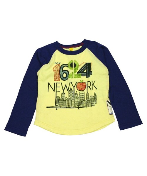 apres les cours（アプレレクール）の「NEWYORK ラグランＴシャツ（トップス・キッズ・グレー/オフホワイト/イエロー・80/90/95/100/110/120/130/140）」の3枚目の写真