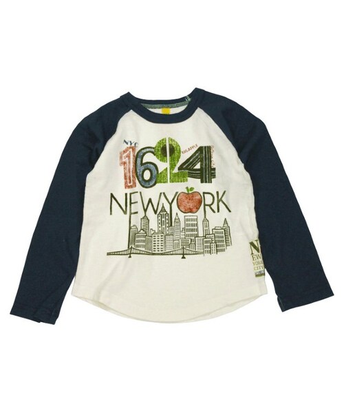 apres les cours（アプレレクール）の「NEWYORK ラグランＴシャツ（トップス・キッズ・グレー/オフホワイト/イエロー・80/90/95/100/110/120/130/140）」の2枚目の写真
