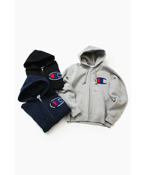 Champion（チャンピオン）の「Big Logo Zip-Up Hoodie(C3-E128) Black