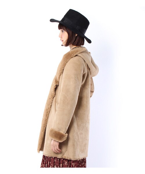 PAGEBOY(ページボーイ)の「【POINT×10】【PAGEBOY】フェイクムートン(ジャケット/アウター・レディース・グレーベージュ/キャメル)」の5枚目の写真