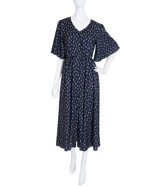 dazzlin（ダズリン）の「【W】小花柄フレアーマキシワンピース（ワンピース/ドレス・レディース・ブラック/ベージュ/カーキ）」の8枚目の写真