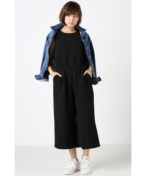 SLOBE IENA（スローブイエナ）の「3WAYダブルクロス バックスリットブラウス×ガウチョオールインワンセットアップ（オールインワン・サロペット・レディース・ブラック/ブラック A/ネイビー/ピンク A・36/38/40）」の16枚目の写真