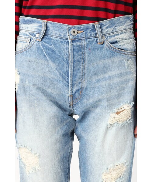 SLOBE IENA（スローブイエナ）の「LE DENIM ダメージストレートデニムパンツ（パンツ・レディース・ネイビー/ブルー・36/38）」の8枚目の写真