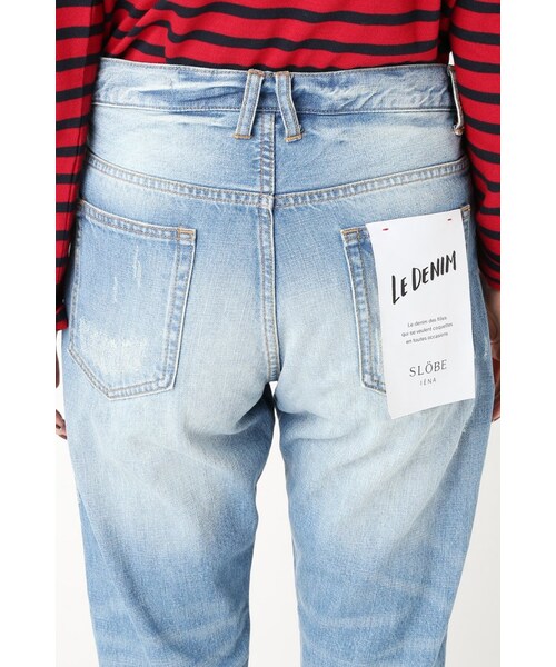 SLOBE IENA（スローブイエナ）の「LE DENIM ダメージストレートデニムパンツ（パンツ・レディース・ネイビー/ブルー・36/38）」の9枚目の写真