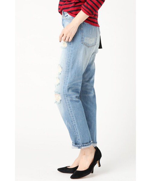 SLOBE IENA（スローブイエナ）の「LE DENIM ダメージストレートデニムパンツ（パンツ・レディース・ネイビー/ブルー・36/38）」の6枚目の写真