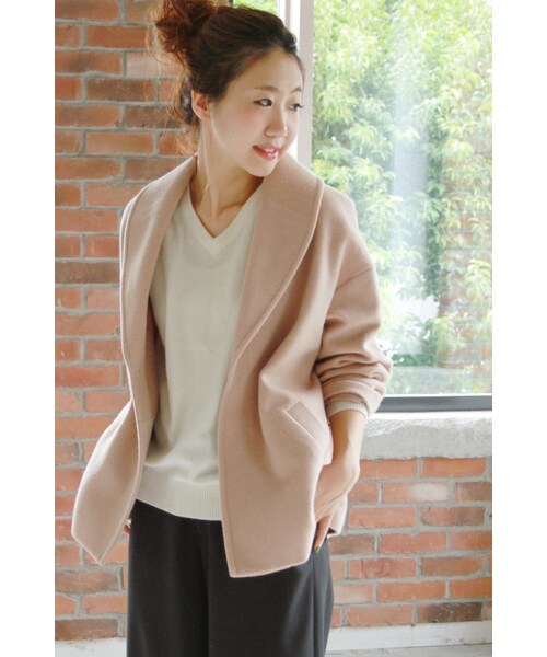 JOURNAL STANDARD（ジャーナルスタンダード）の「《予約》アンゴラビーバーショール ハーフコート◆（ジャケット/アウター・レディース・ブラック/グレーA/キャメル・フリー）」の9枚目の写真