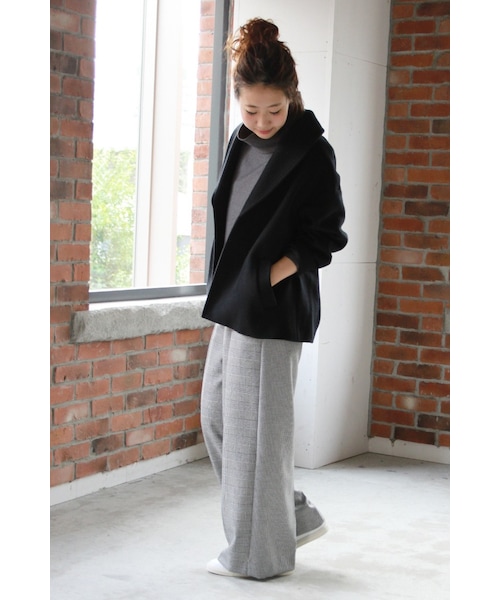 JOURNAL STANDARD（ジャーナルスタンダード）の「《予約》アンゴラビーバーショール ハーフコート◆（ジャケット/アウター・レディース・ブラック/グレーA/キャメル・フリー）」の5枚目の写真