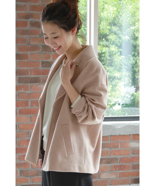 JOURNAL STANDARD（ジャーナルスタンダード）の「《予約》アンゴラビーバーショール ハーフコート◆（ジャケット/アウター・レディース・ブラック/グレーA/キャメル・フリー）」の3枚目の写真