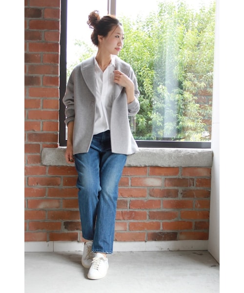 JOURNAL STANDARD（ジャーナルスタンダード）の「《予約》アンゴラビーバーショール ハーフコート◆（ジャケット/アウター・レディース・ブラック/グレーA/キャメル・フリー）」の4枚目の写真