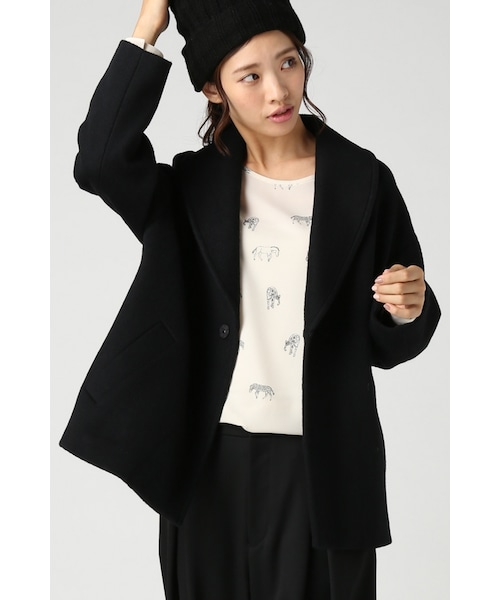 JOURNAL STANDARD（ジャーナルスタンダード）の「《予約》アンゴラビーバーショール ハーフコート◆（ジャケット/アウター・レディース・ブラック/グレーA/キャメル・フリー）」の12枚目の写真