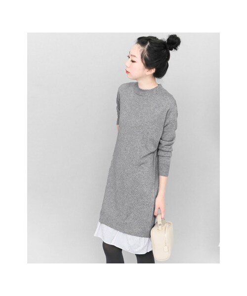 KBF（ケイビーエフ）の「KBF+ 2Way裾ペプラムニットワンピース（ワンピース/ドレス・レディース・BROWN/GRAY/BLACK・one）」の12枚目の写真