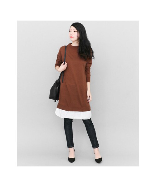 KBF（ケイビーエフ）の「KBF+ 2Way裾ペプラムニットワンピース（ワンピース/ドレス・レディース・BROWN/GRAY/BLACK・one）」の5枚目の写真