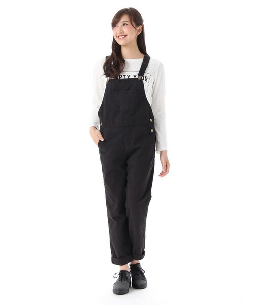 Honeys(ハニーズ)の「オーバーオール(パンツ・スキニー・レディース・クロ/コン/ベージュ・S/M/L)」の2枚目の写真