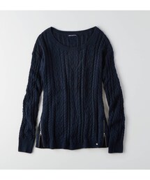American Eagle | AEOケーブルジップセーター(ニット/セーター)