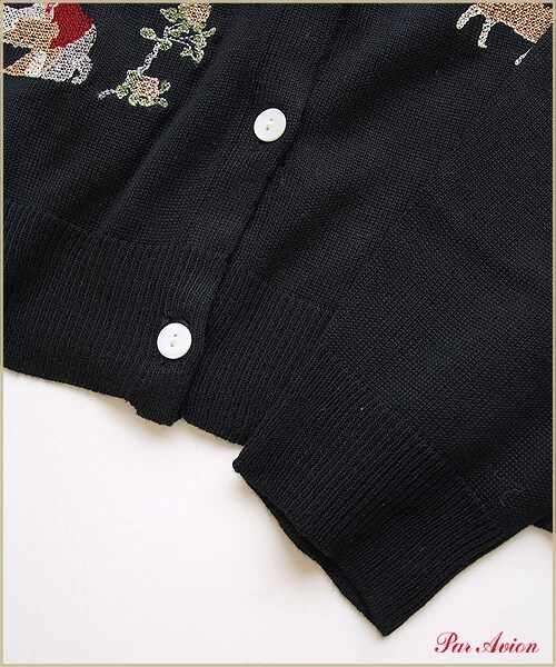 paravion（パラビオン）の「シープ刺繍カーディガン（トップス・レディース・オフホワイト/ブラック・ワンサイズ）」の6枚目の写真