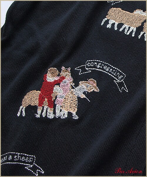 paravion（パラビオン）の「シープ刺繍カーディガン（トップス・レディース・オフホワイト/ブラック・ワンサイズ）」の7枚目の写真